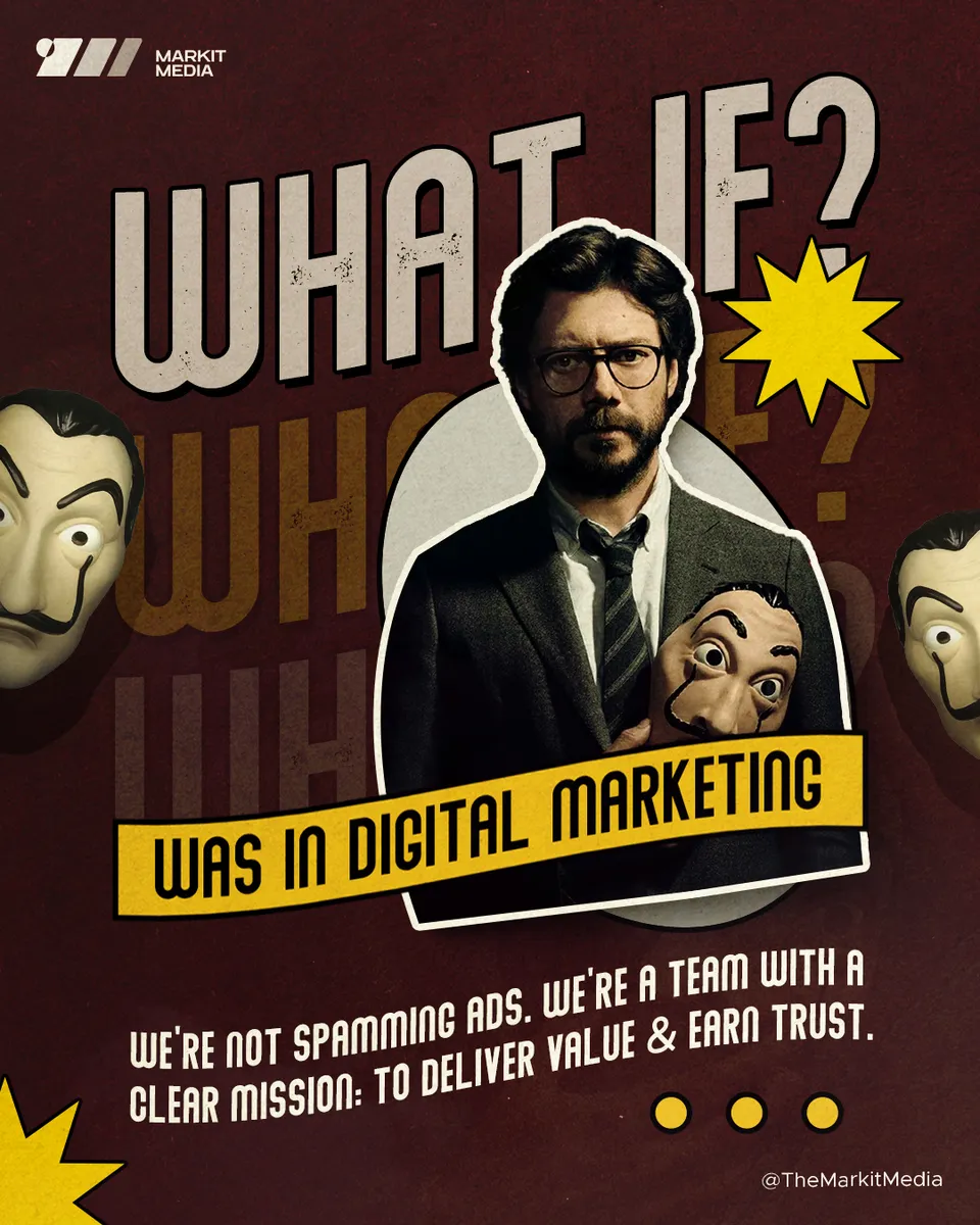 Markit Media 'What if... was in digital marketing' post: man in glasses and a red jumpsuit, a team with a clear mission