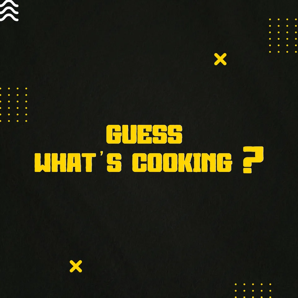 Markit Mania teaser post: 'Guess what's cooking?' in yellow on black with dotted accents