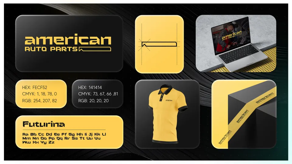 American Auto Parts logo and brand identity board