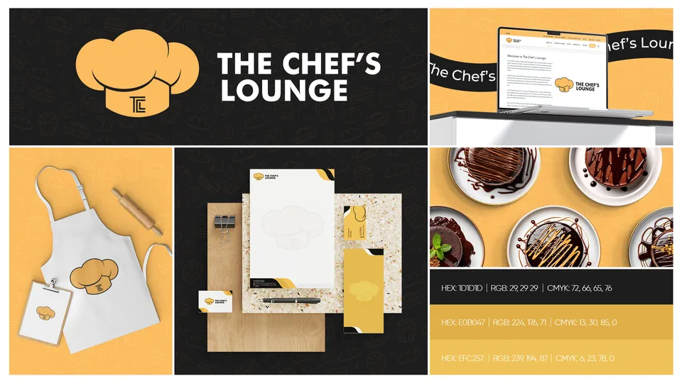The Chef's Lounge logo and brand identity board