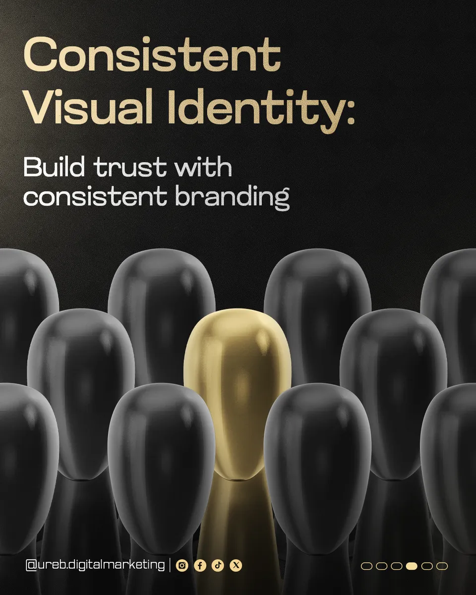 Ureb Digital Marketing 'Consistent visual identity' post: row of dark heads with one gold head