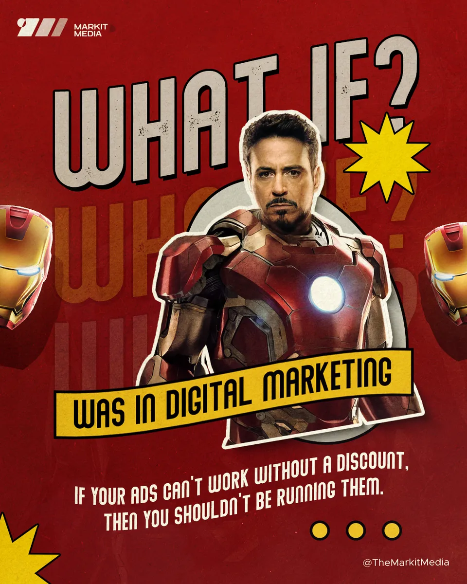 Markit Media 'What if... was in digital marketing' post: man in red and gold armour, ads that need a discount
