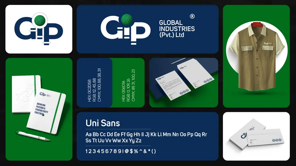 Global Industries logo and brand identity board