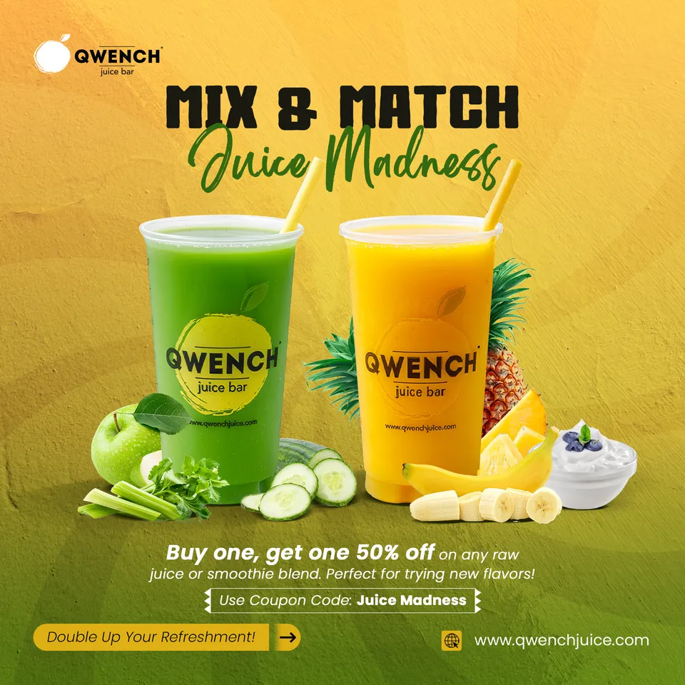 Qwench Juice Bar food and beverage social design 5