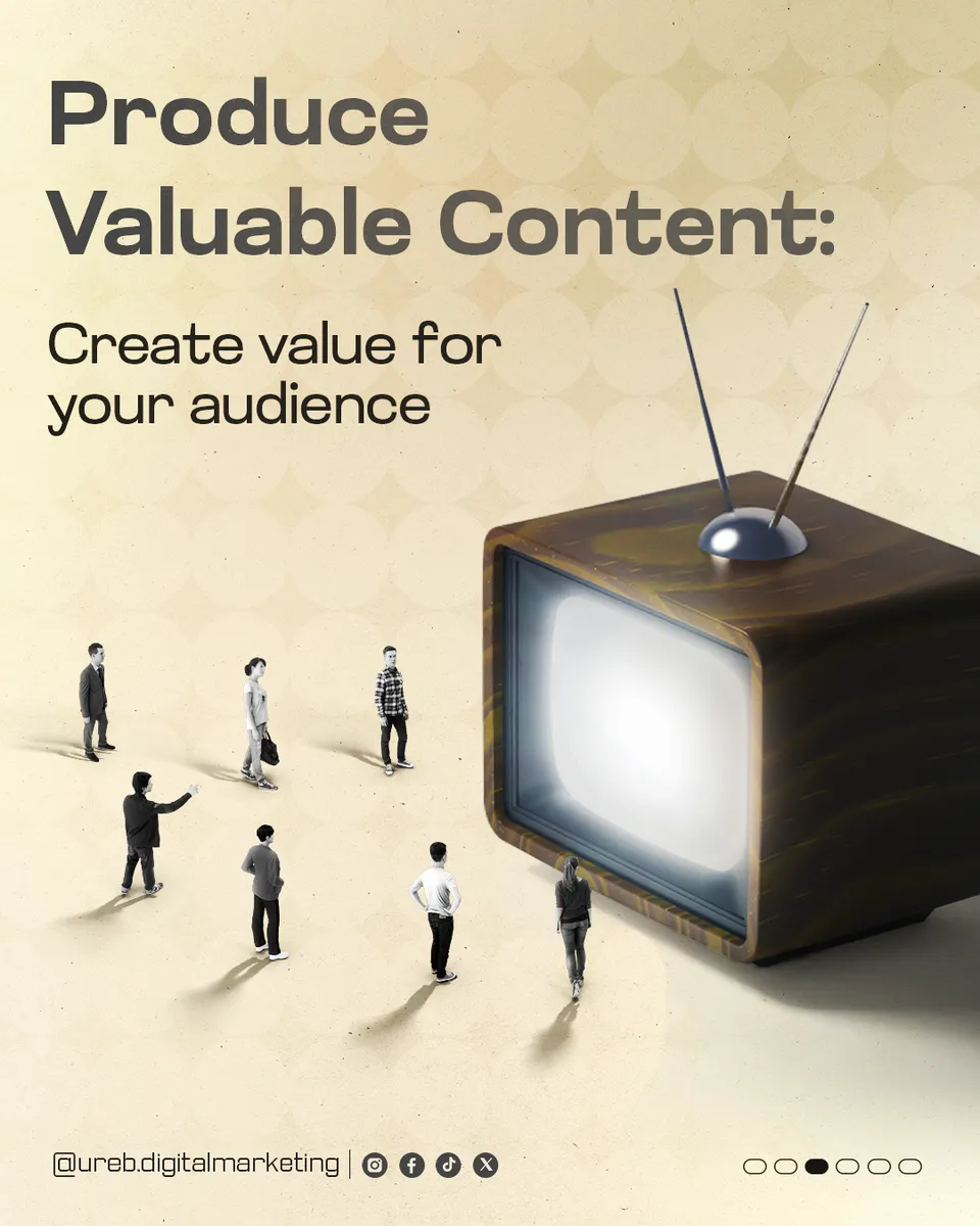 Ureb Digital Marketing 'Produce valuable content' post: people and a vintage television