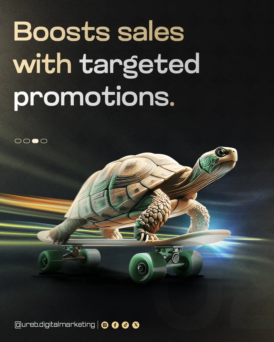 Ureb Digital Marketing 'Boosts sales with targeted promotions' post: tortoise on a skateboard with light trails