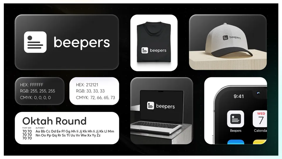 Beepers logo and brand identity board